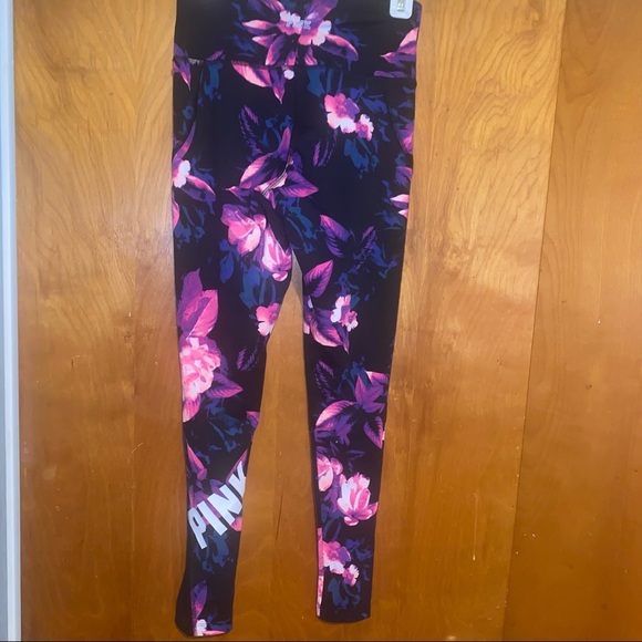 VS PINK Victoria secret Ultimate High Waist Mesh tropical Floral Leggings S yoga - Picture 3 of 6